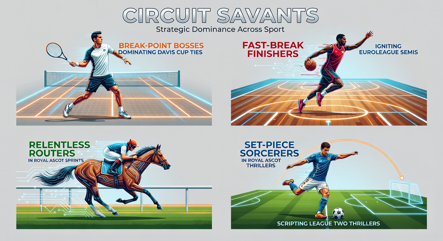 Intense Davis Cup tie with a player converting a crucial break point, crowd in the background roaring