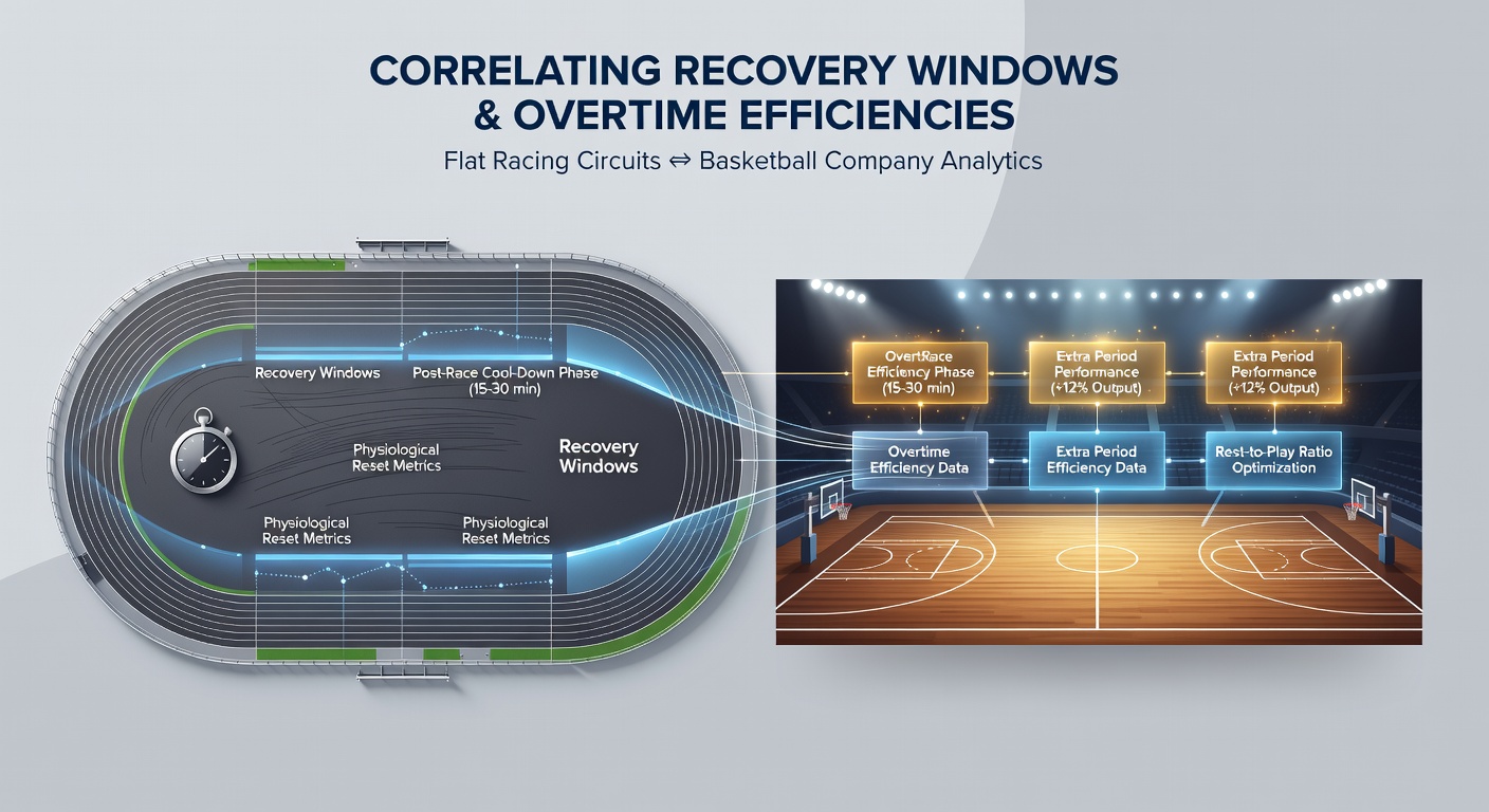 Chart comparing overtime efficiency ratings from basketball conferences with equine recovery interval statistics from flat racing meets
