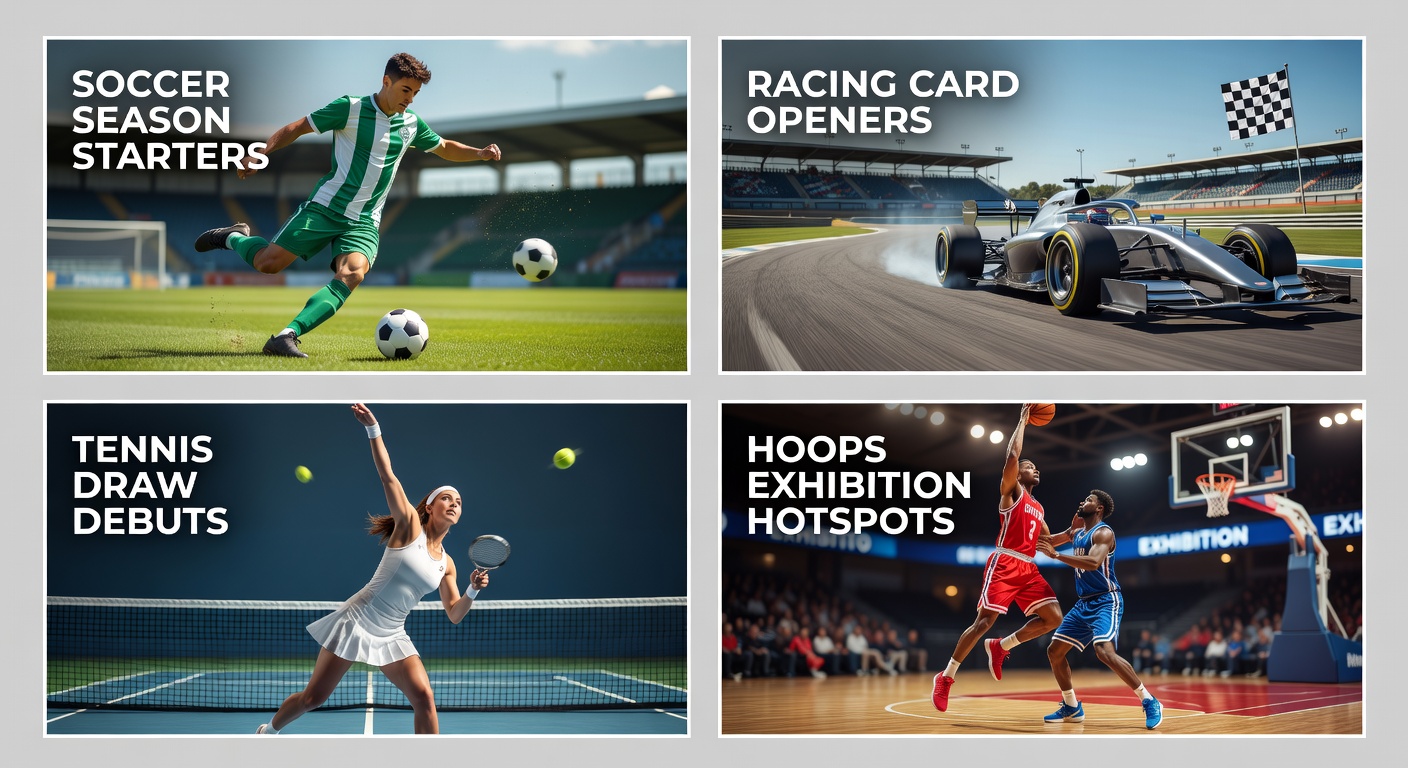 Dynamic action from a soccer season opener, capturing the energy of players charging down the pitch under stadium lights