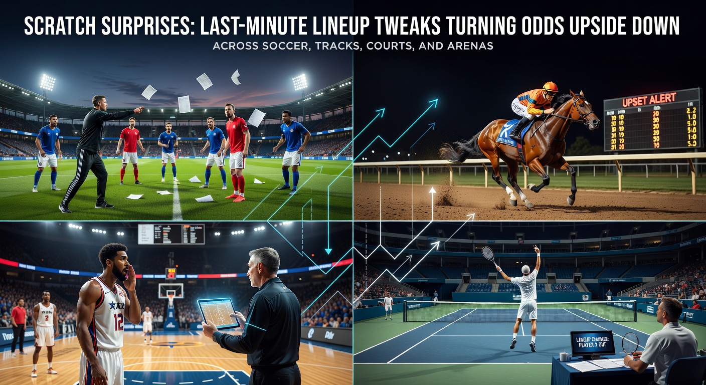 Soccer pitch with a manager gesturing during a last-minute huddle, odds boards flickering in the background as bookmakers adjust lines in real-time
